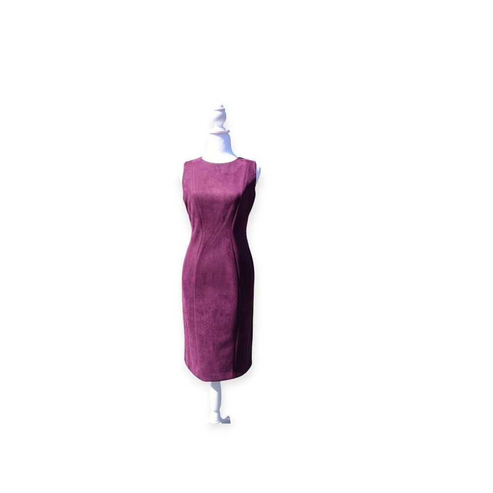 Calvin Klein Plum Faux Suede Sheath Dress (Size 6)
